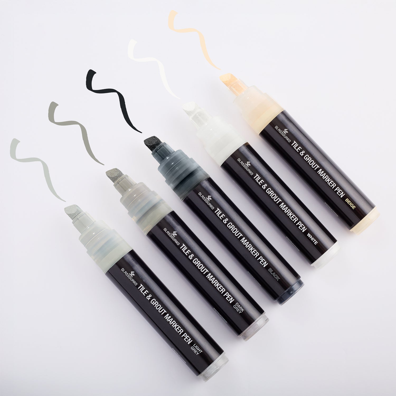 Grout Marker Pen - Swatch for White, Beige, Light Grey, Dark Grey, Black